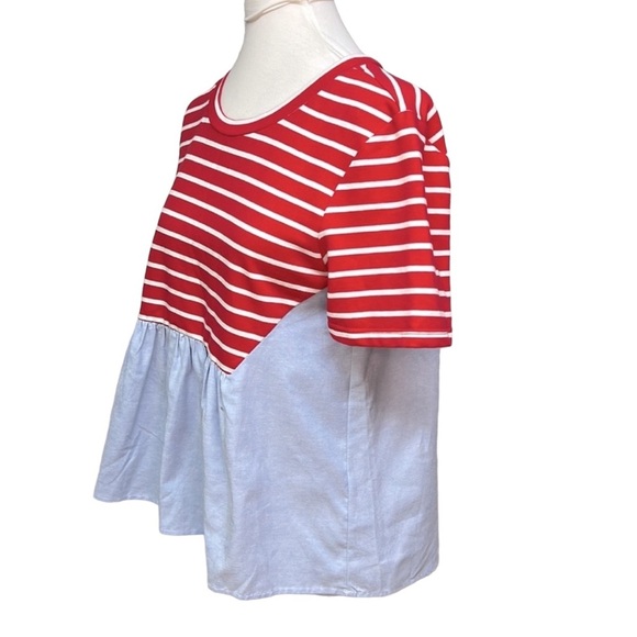 Anthropologie Striped Chambray Blouse - Picture 3 of 5